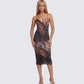 Nix Brown Printed Midi Dress