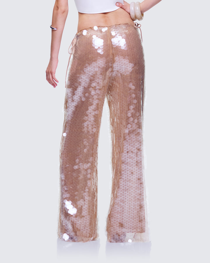Women's sequin pants close-up detail – FINESSE