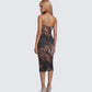 Nix Brown Printed Midi Dress