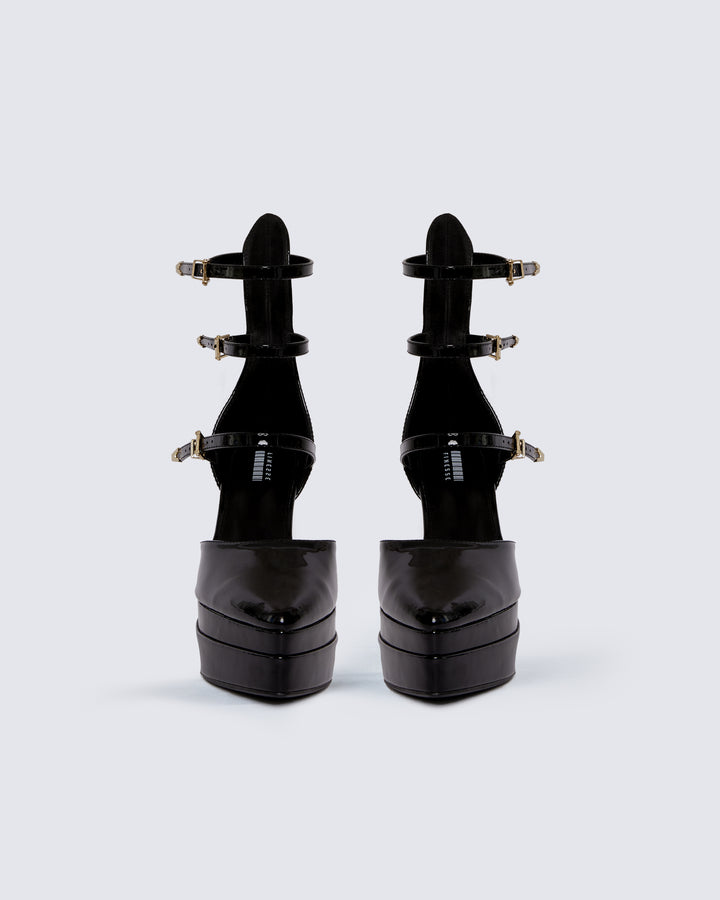 Women's black platform heels – FINESSE