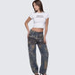 Octavia Multi Printed Denim Wide Leg Jean