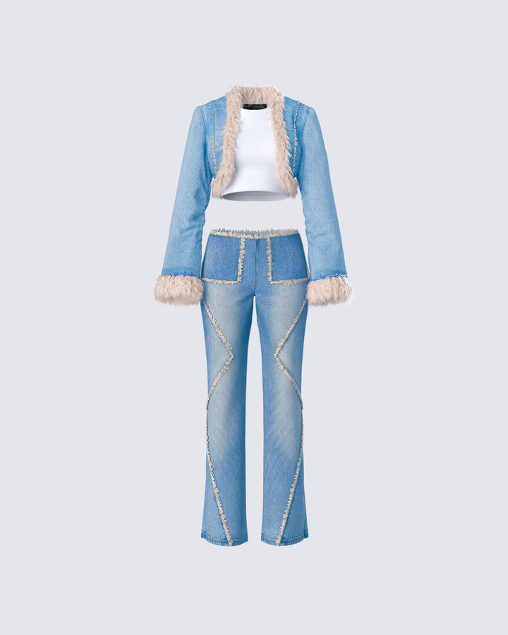 Women's blue cotton matching set – FINESSE