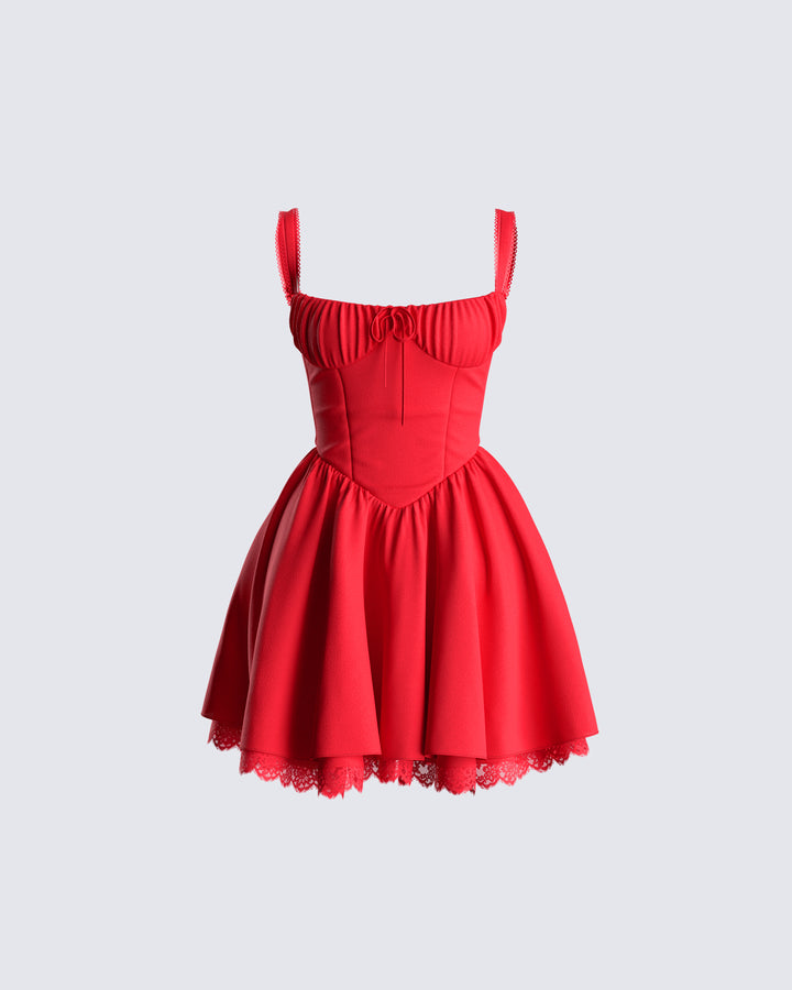 Women's red cotton mini dress – FINESSE