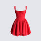 Women's red cotton mini dress – FINESSE
