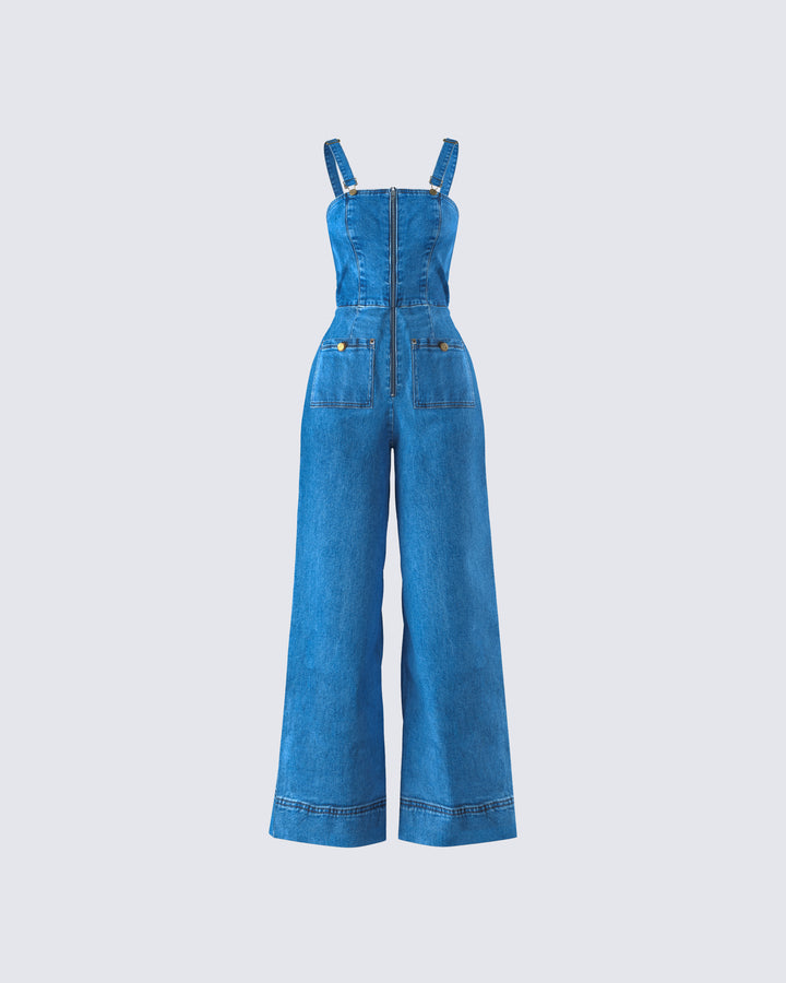 Women's blue cotton jumpsuits & rompers – FINESSE