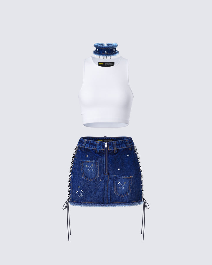 Women's blue cotton matching set – FINESSE