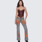 Sway Burgundy Leather Look Gold Trim Corset Top