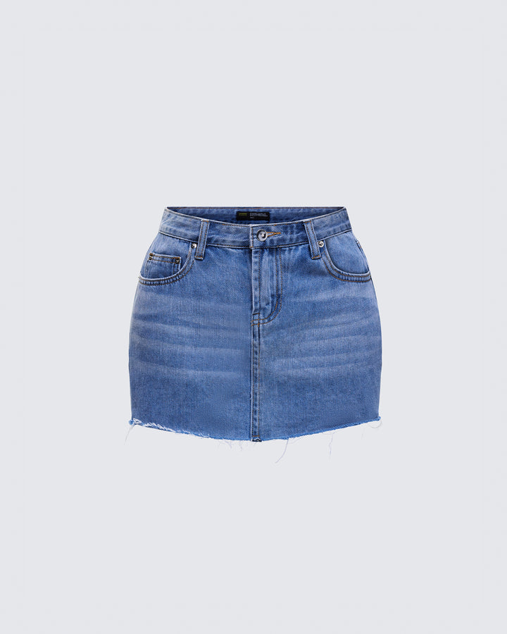 Women's blue cotton mini skirt – FINESSE