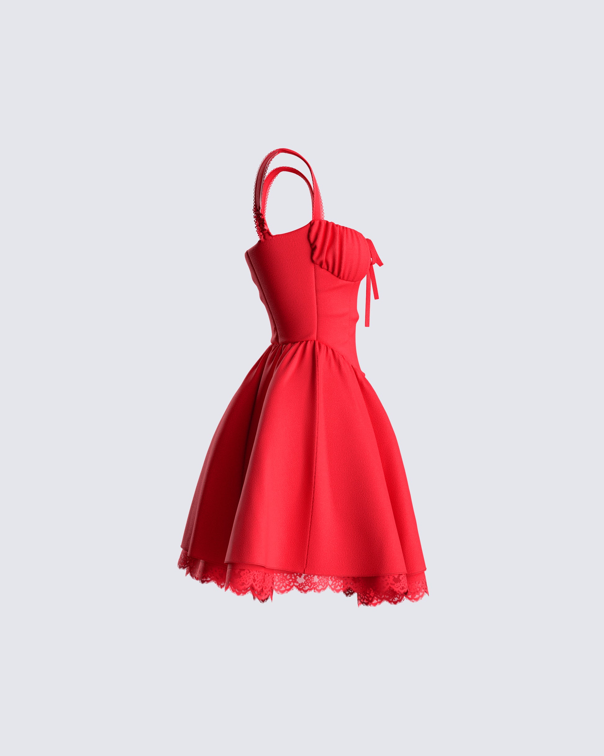 Women's red cotton mini dress front view – FINESSE
