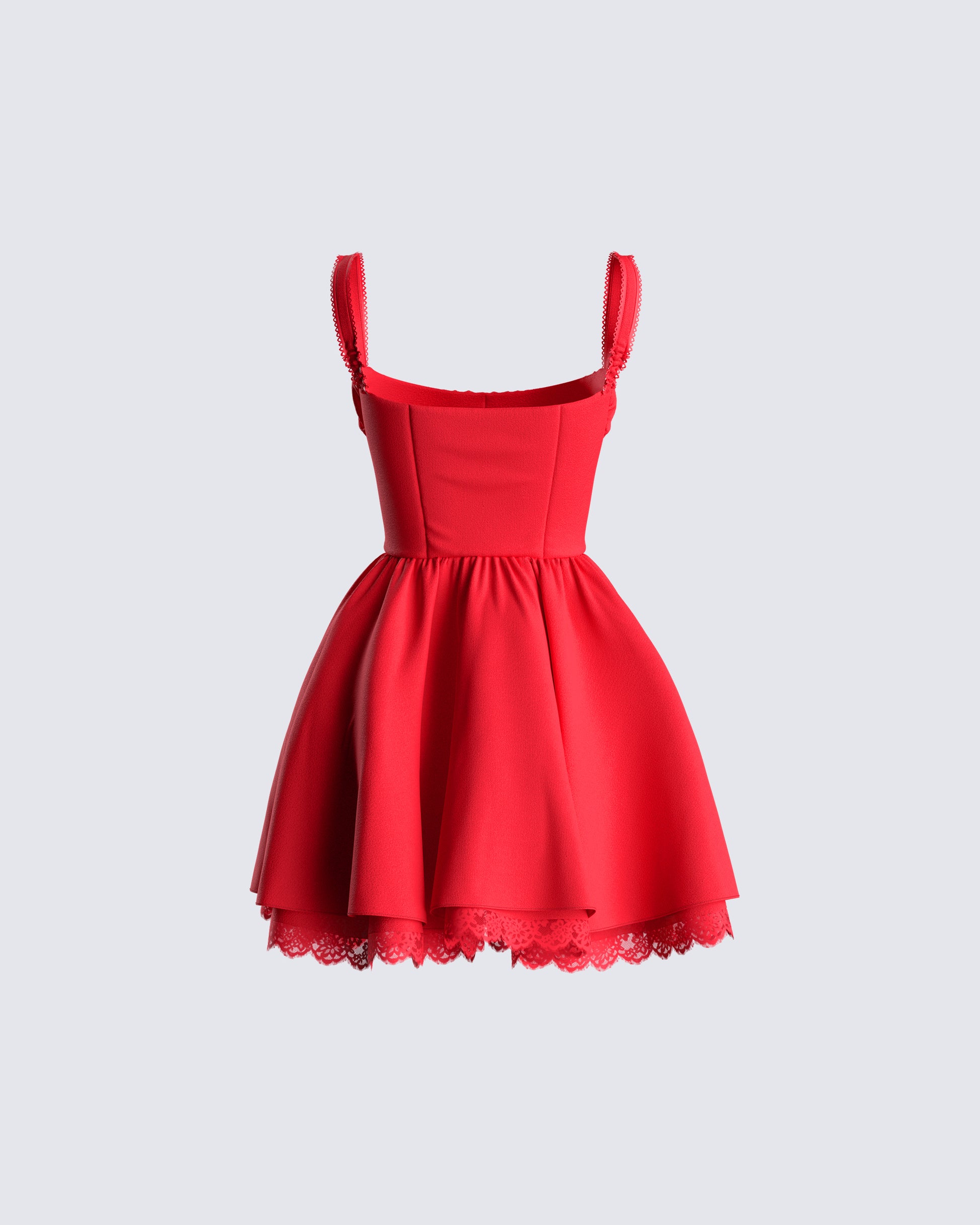 Women's red cotton mini dress styled on model – FINESSE