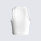 Women's white cotton top styled on model – FINESSE