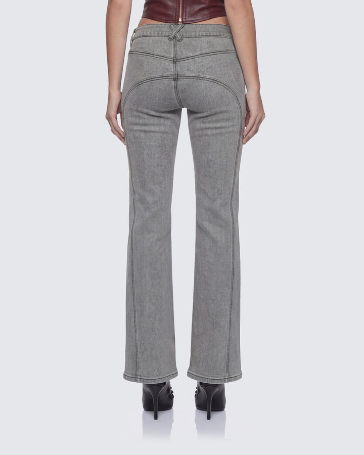 Jojo Grey Denim Flower Painted Jeans