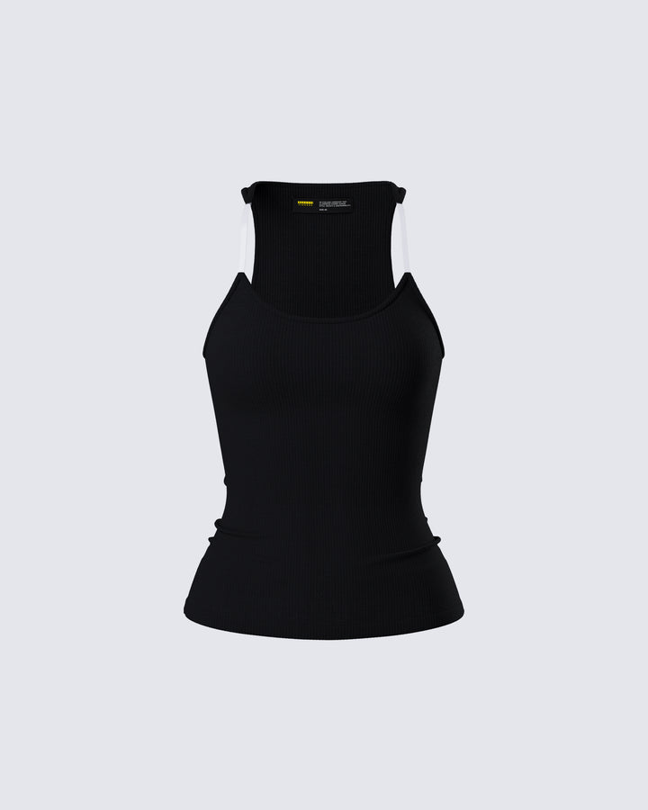 Women's black cotton tank top – FINESSE
