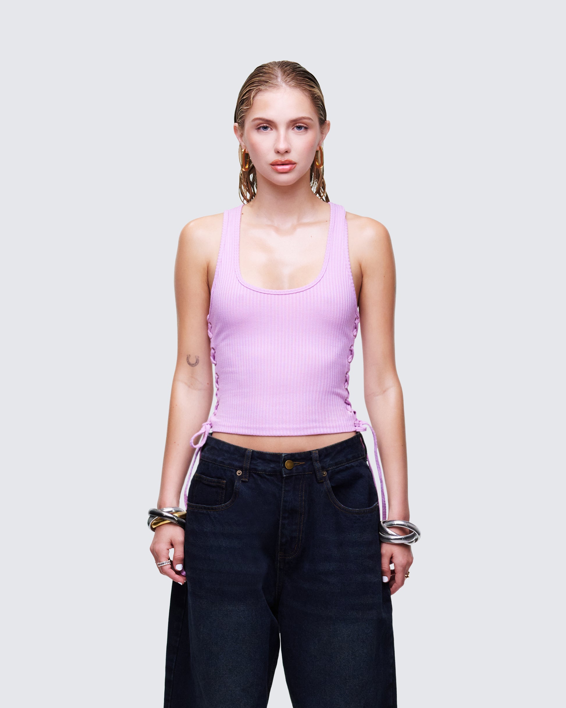 Women's pink tank top front view – FINESSE