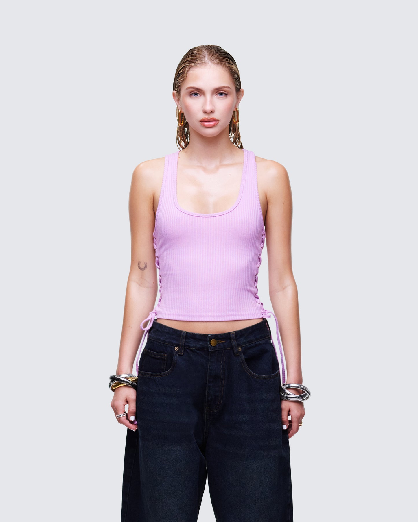 Women's pink tank top front view – FINESSE