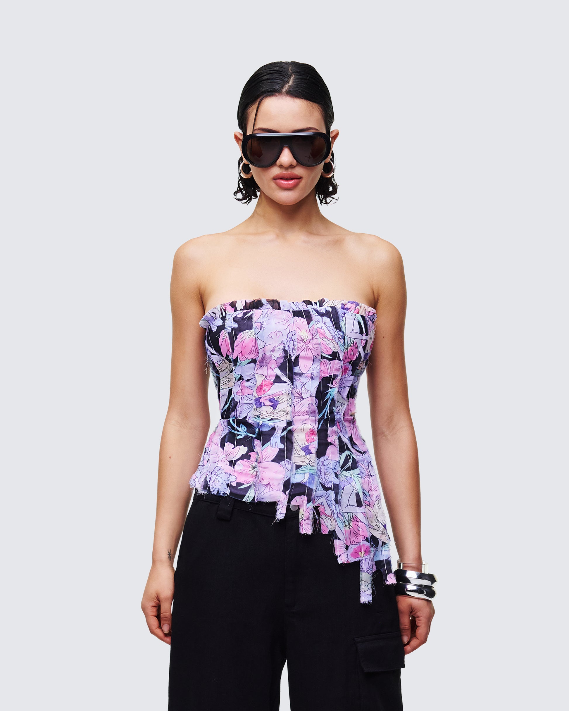 Women's black corset top front view – FINESSE