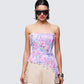 Claudette Lilac Printed Chiffon Corset Top model front