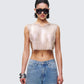 Fayla Gold Chainmail Square Top model front