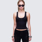 Women's black tank top front view – FINESSE