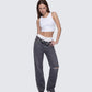 Saxony Grey Double Layer Baggy Jeans