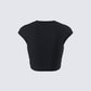 Women's black cotton top styled on model – FINESSE