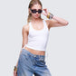 Women's white tank top styled on model – FINESSE