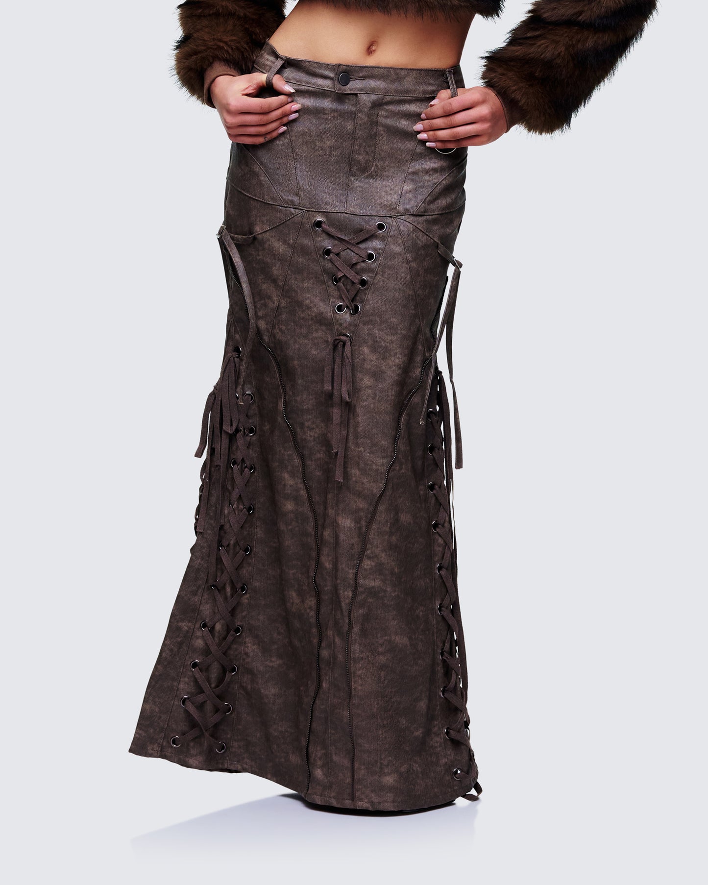 Hosea Brown Vegan Leather Maxi Skirt