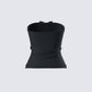 Women's black cotton top styled on model – FINESSE