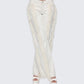 Flint Ivory Straight leg Jeans With Fur Trim