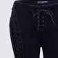 Women's black cotton bottoms alternate angle – FINESSE