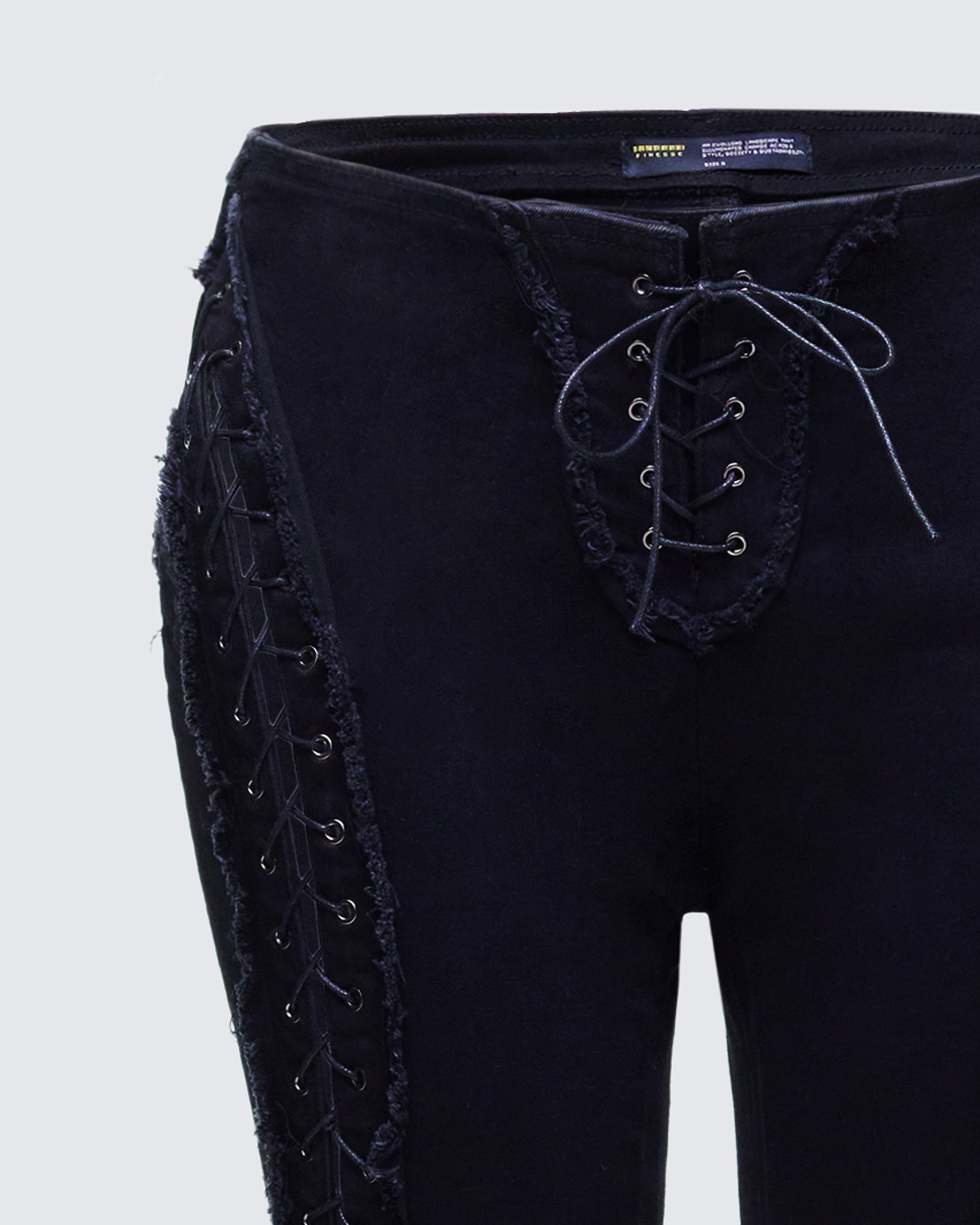 Women's black cotton bottoms alternate angle – FINESSE