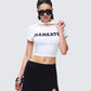 Women's white cotton top styled on model – FINESSE