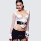 Rae Ivory Fur Cuff Corset Top