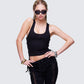 Women's black tank top styled on model – FINESSE