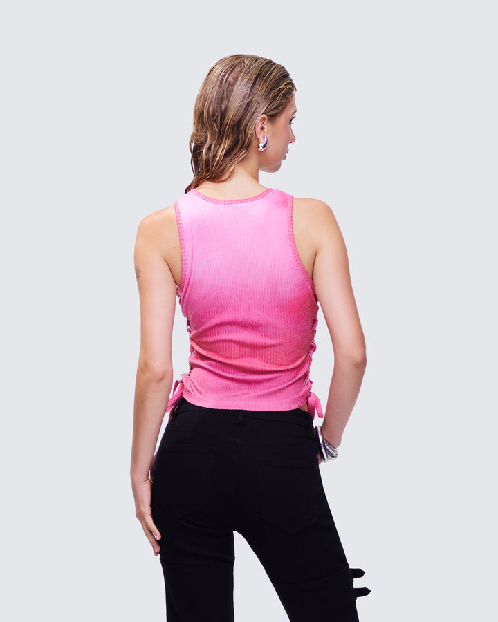 Women's pink tank top close-up detail – FINESSE