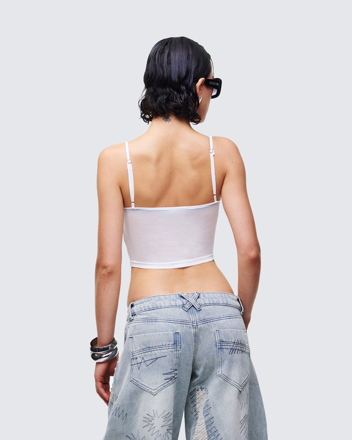 Women's white lace tops close-up detail – FINESSE