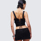 Women's black corset top close-up detail – FINESSE