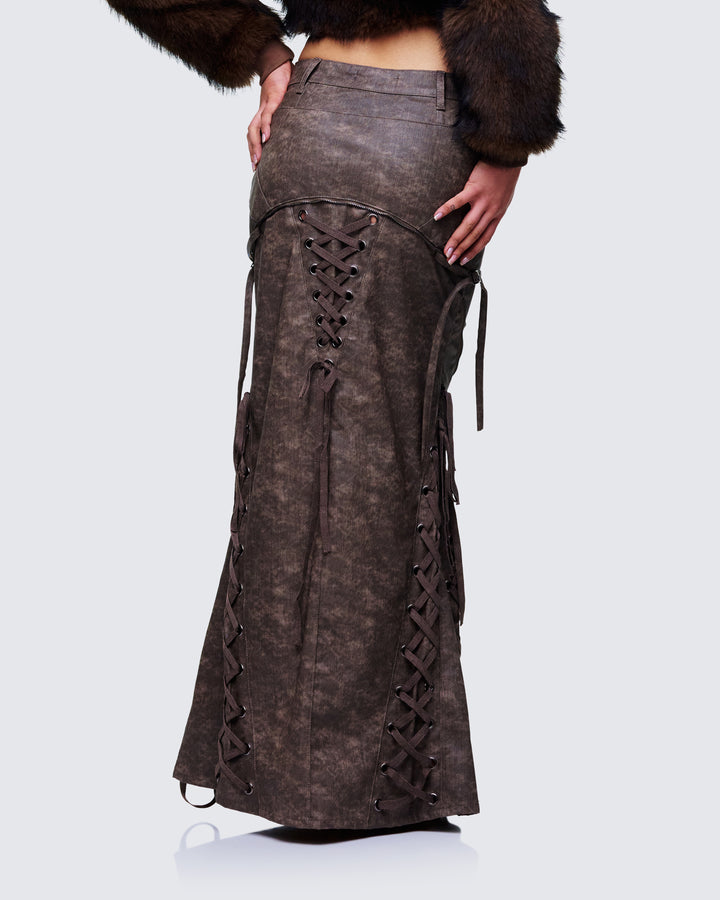 Hosea Brown Vegan Leather Maxi Skirt