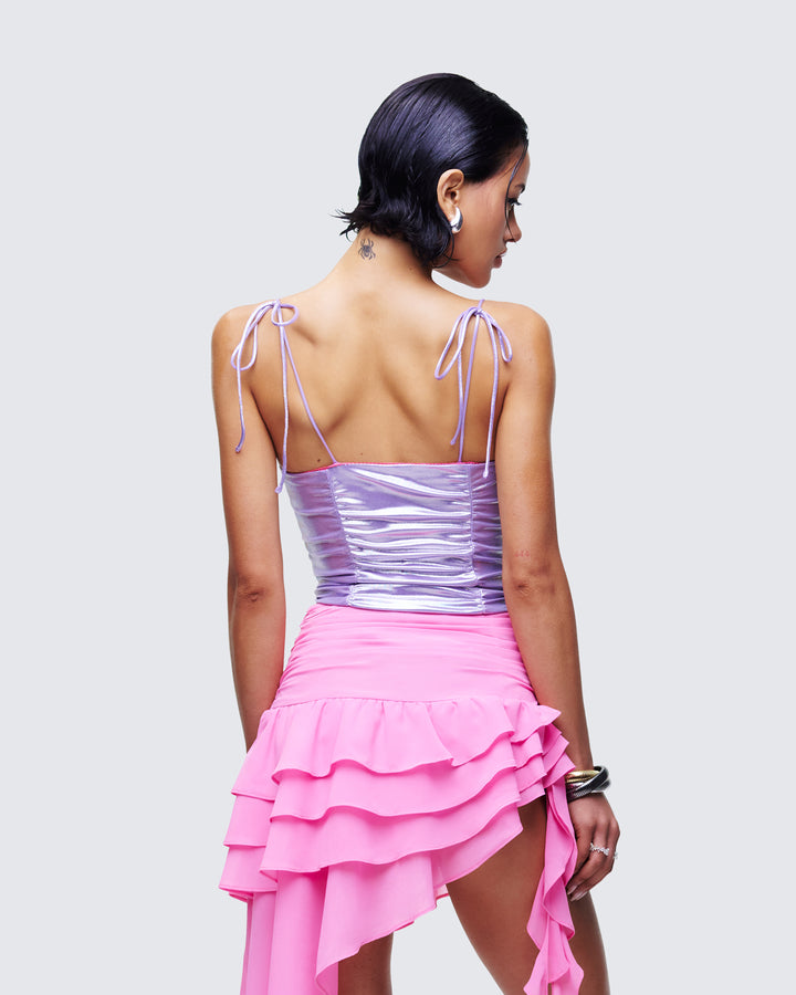 Women's purple top close-up detail – FINESSE