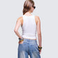 Women's white tank top close-up detail – FINESSE