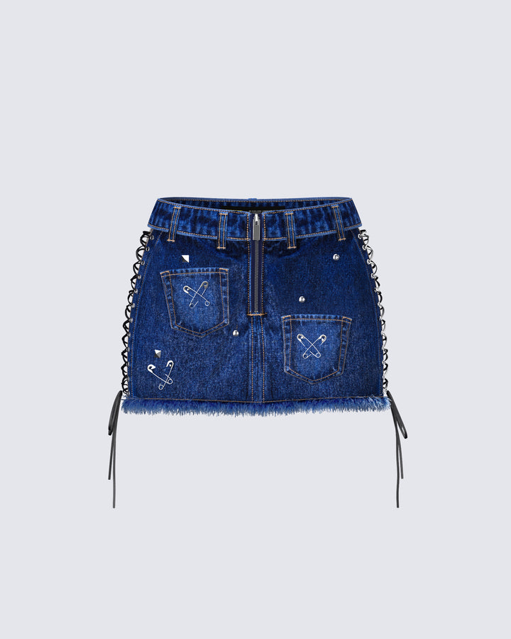 Women's blue cotton mini skirt – FINESSE