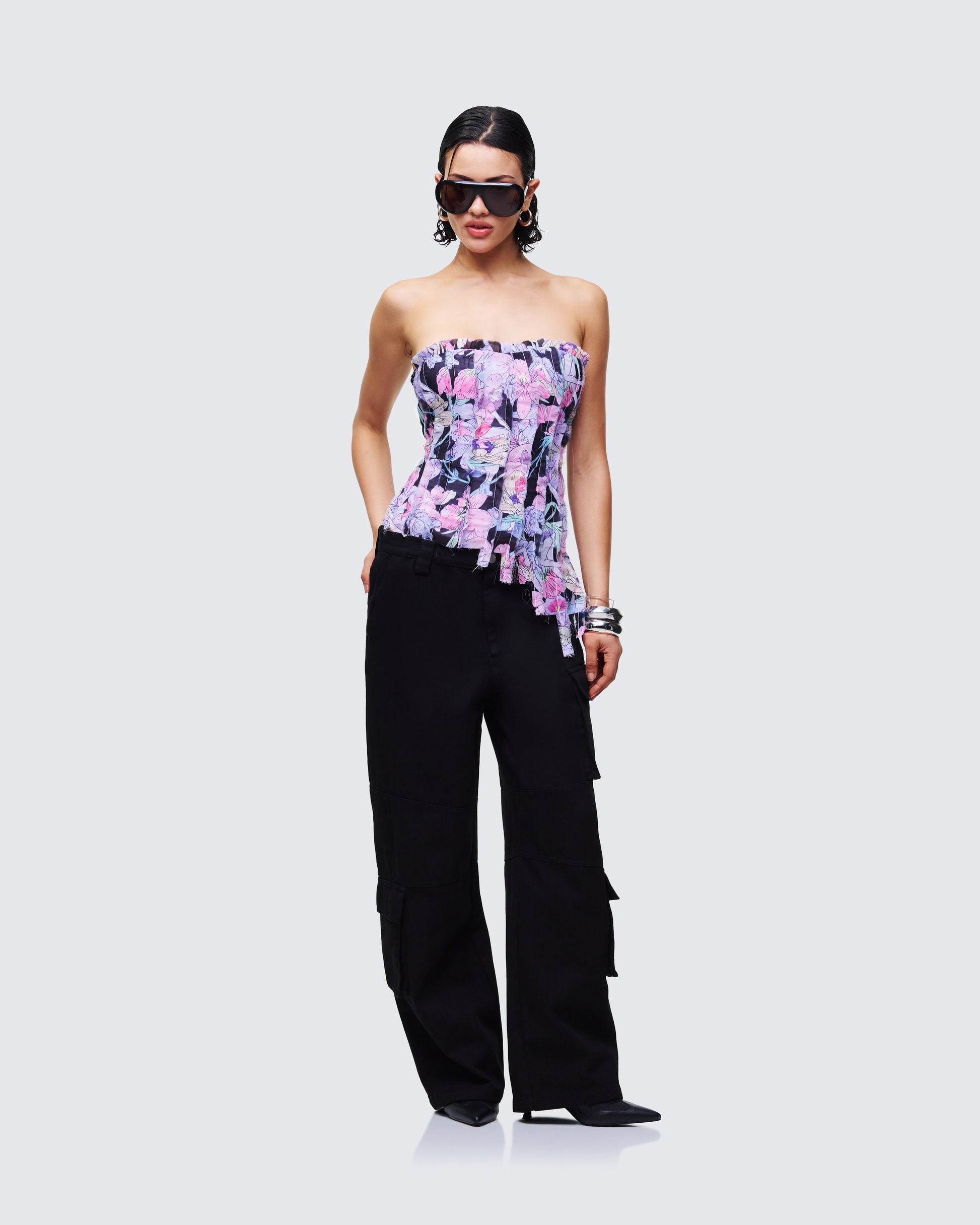 Women's black corset top alternate angle – FINESSE