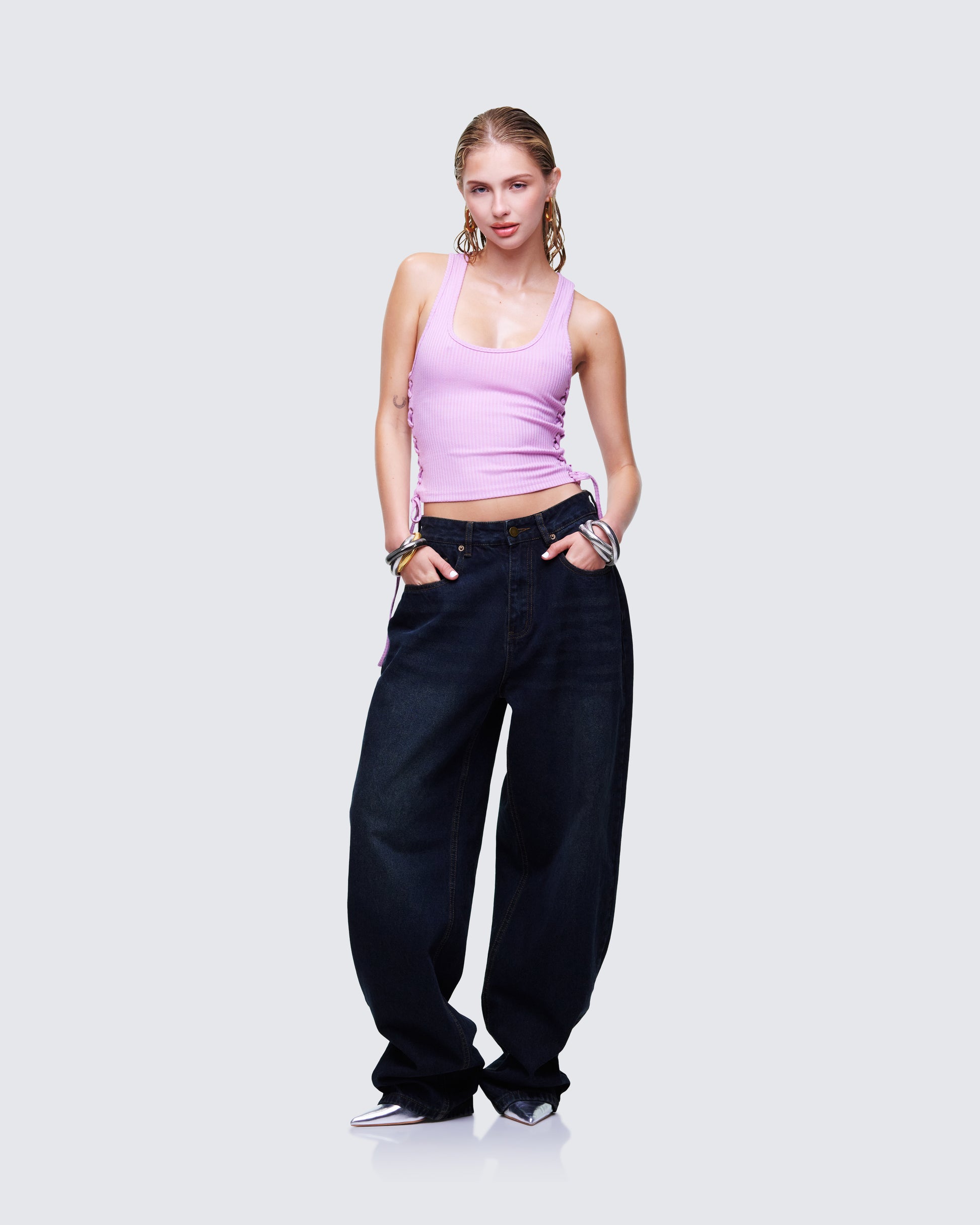 Women's pink tank top alternate angle – FINESSE