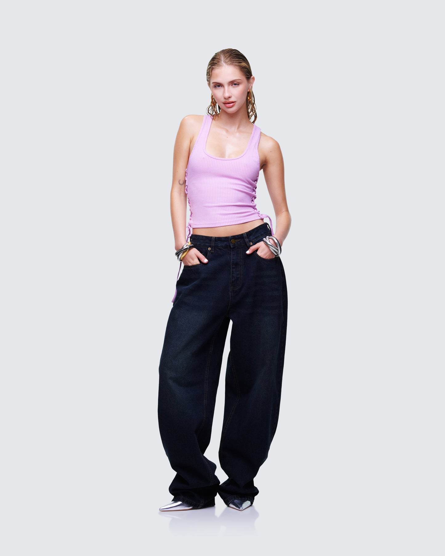 Women's pink tank top alternate angle – FINESSE