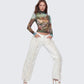 Flint Ivory Straight leg Jeans With Fur Trim