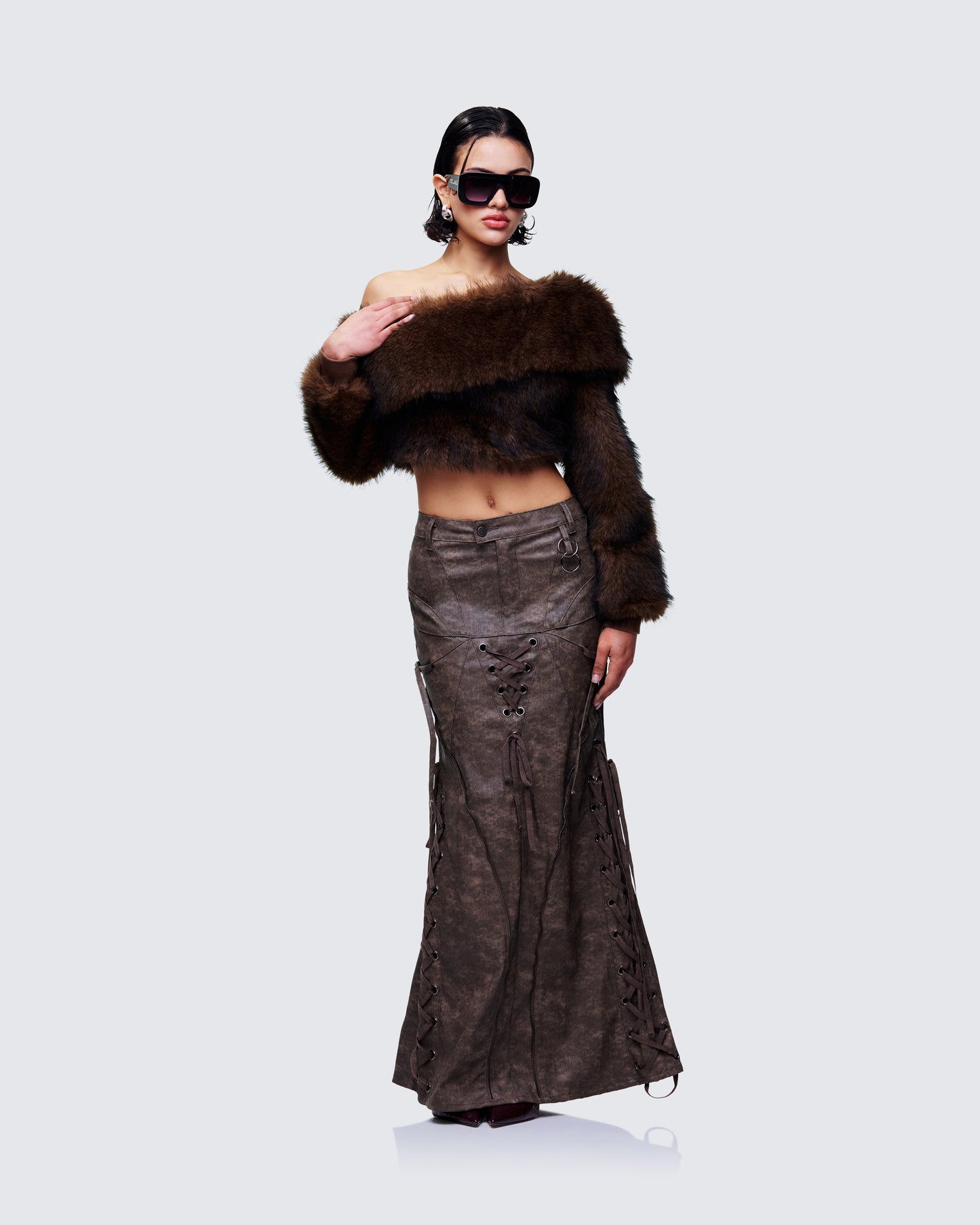 Hosea Brown Vegan Leather Maxi Skirt