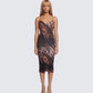 Nix Brown Printed Midi Dress