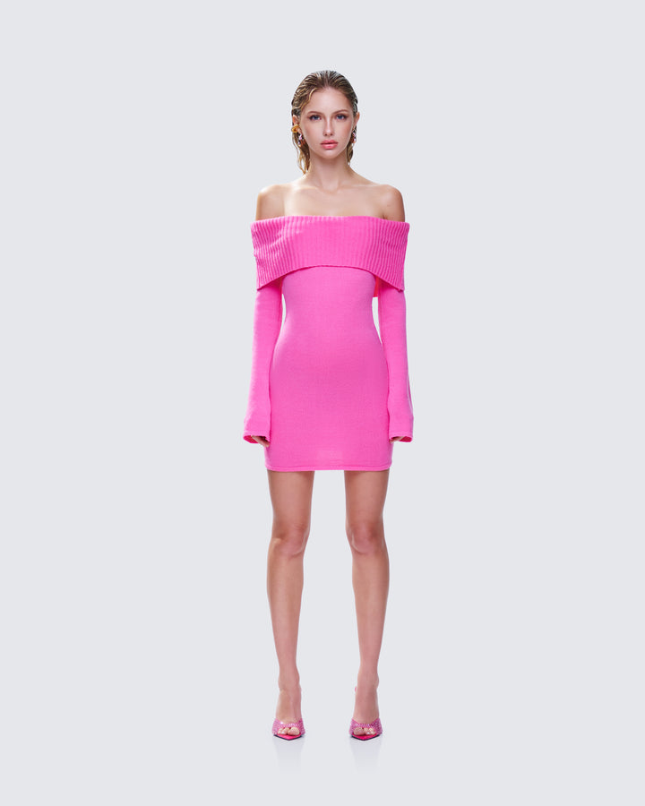 Women's pink mini dress close-up detail – FINESSE