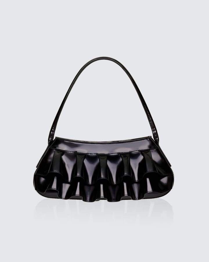 Ardith Black Pleated Skirt Baguette