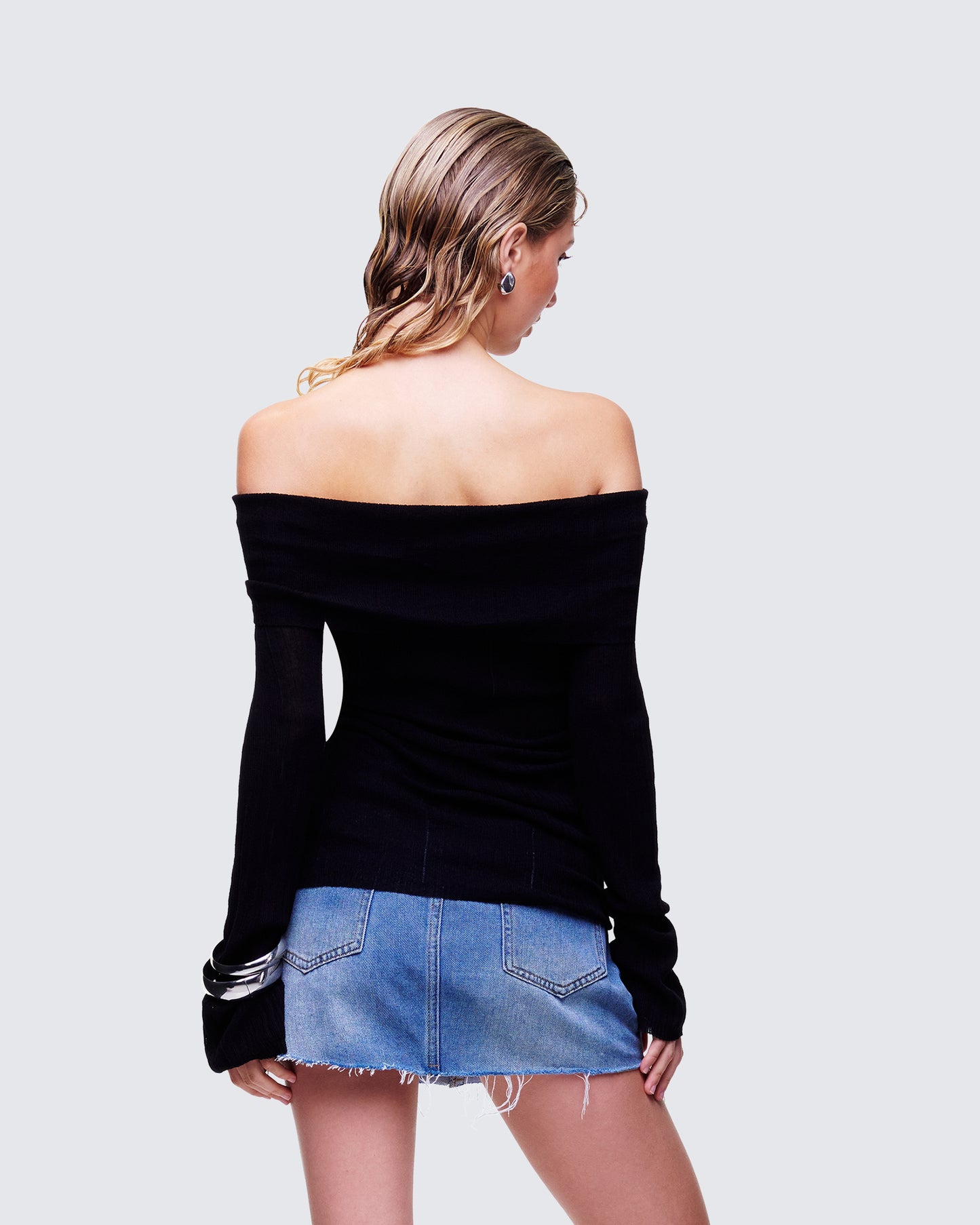 Arlina Black Fine Knit Top